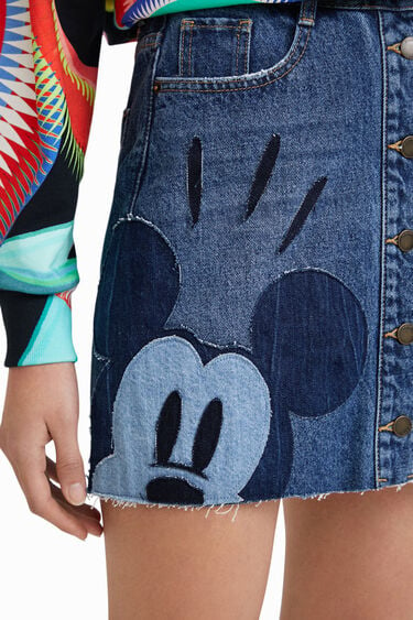 Spódnica mini z patchworkowym nadrukiem z Myszką Miki | Desigual