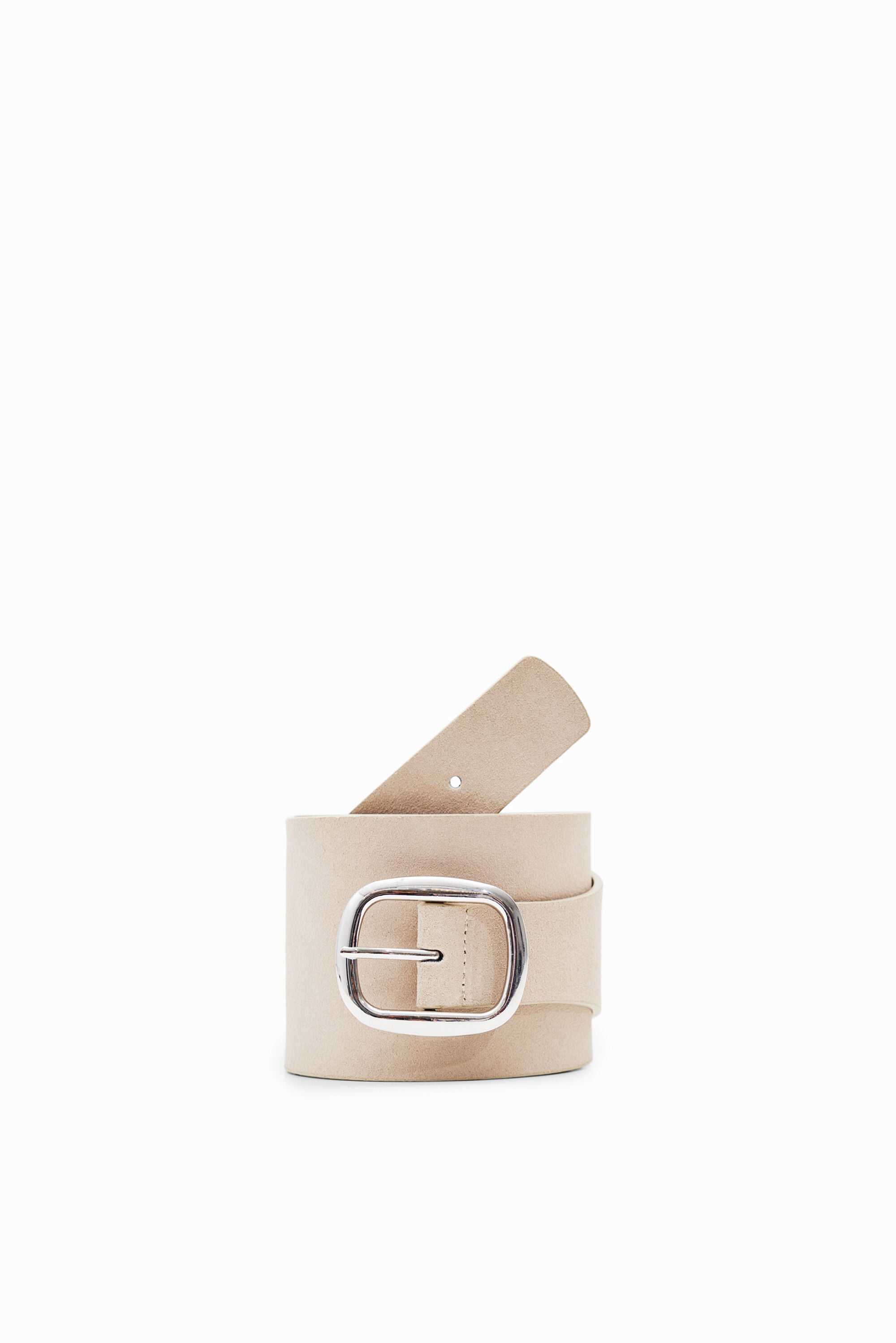Cinturón piel serraje, Bonded Leather, Blanco,