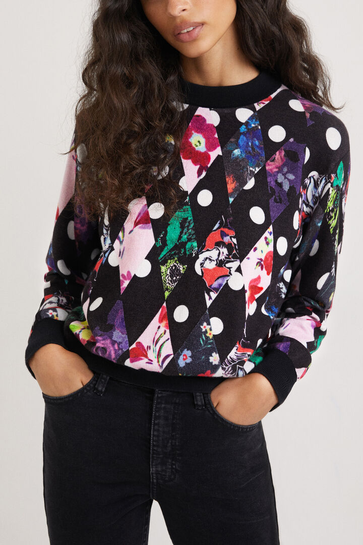 Knit jumper floral diamond shapes | Desigual
