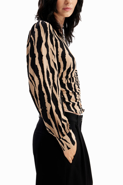 Zebra ruched blouse