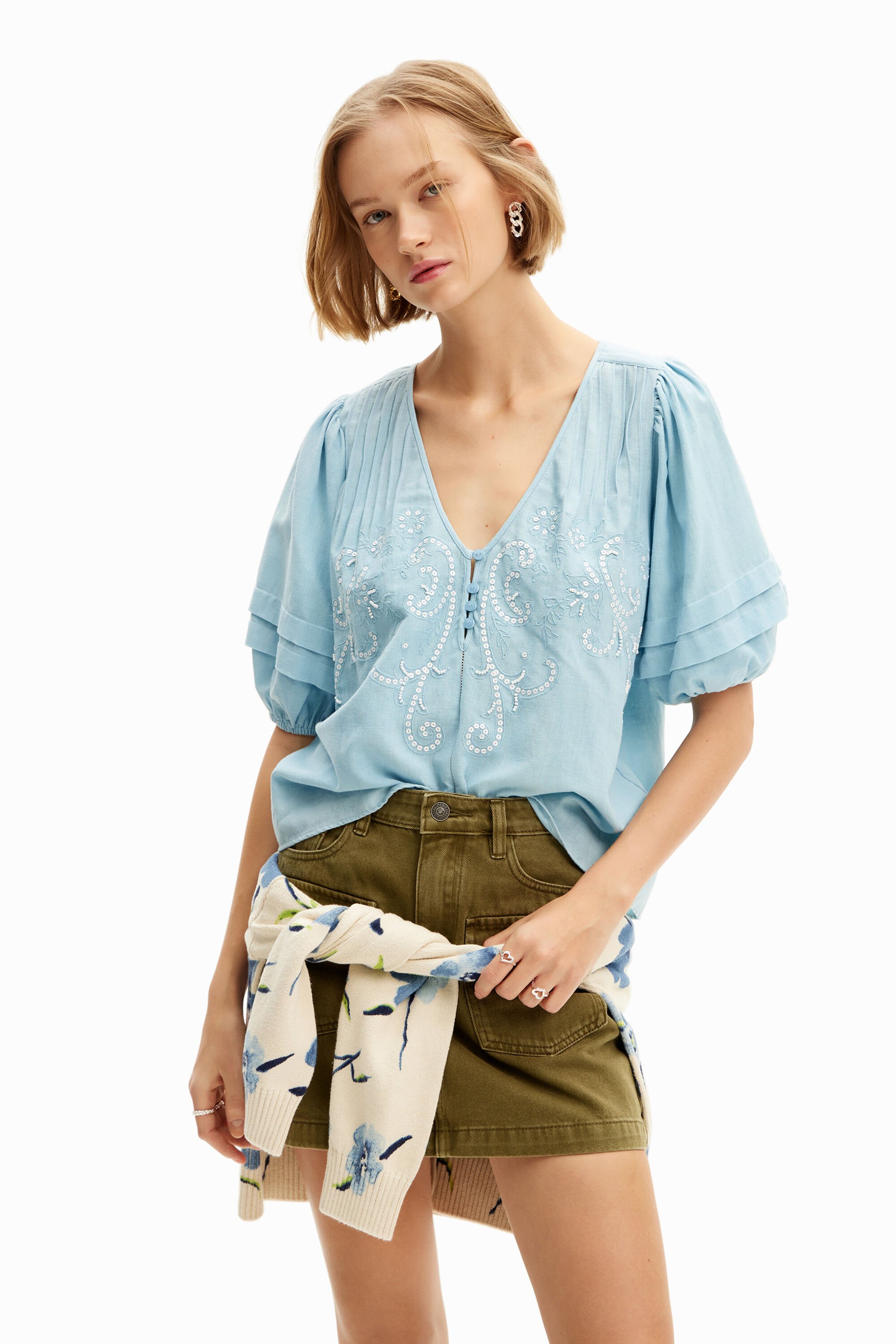 Desigual Embroidered boho blouse