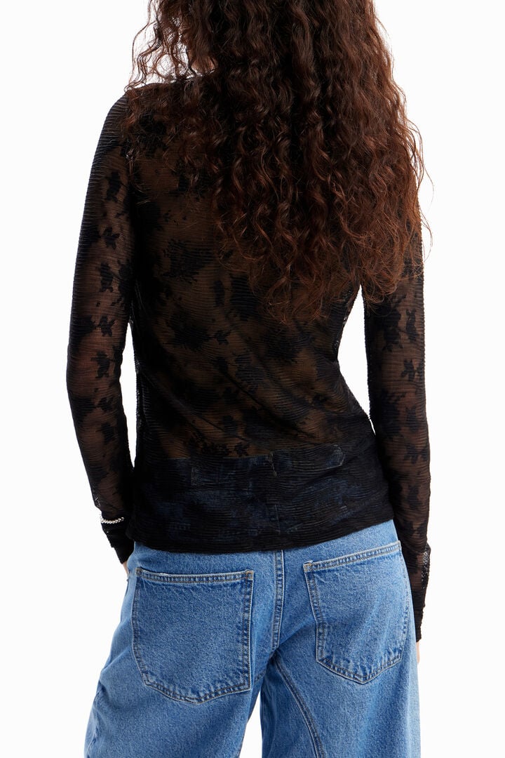 T-shirt froncé tulle fleuri | Desigual