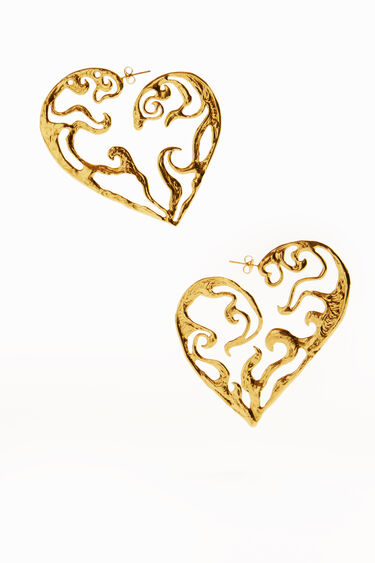 Zalio gold plated XL heart earrings | Desigual