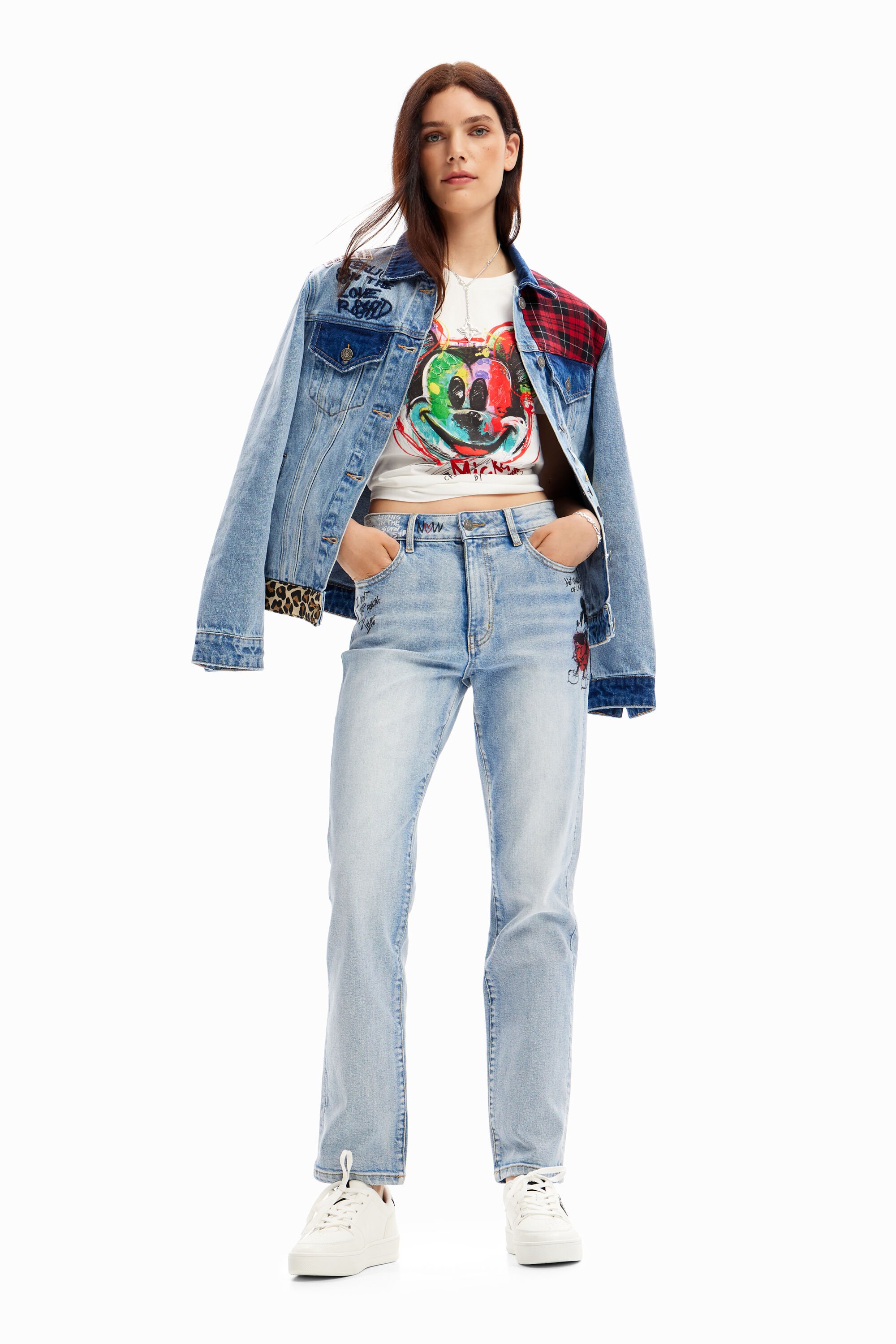 Desigual Straight Mickey Mouse jeans