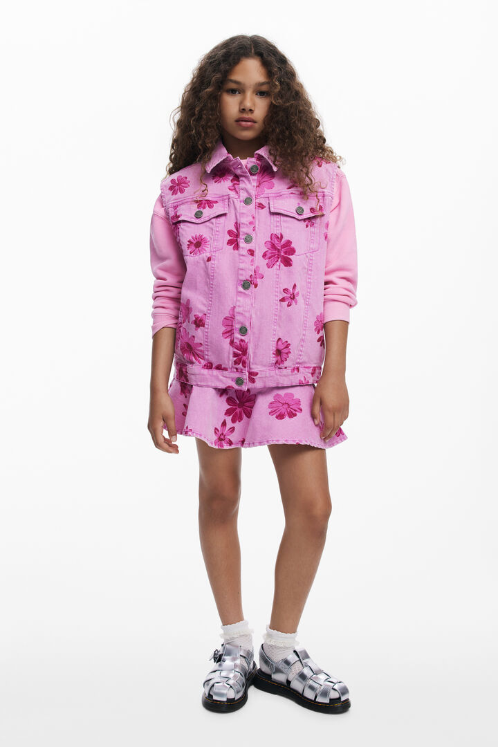 Denim-Weste mit Blumen | Desigual