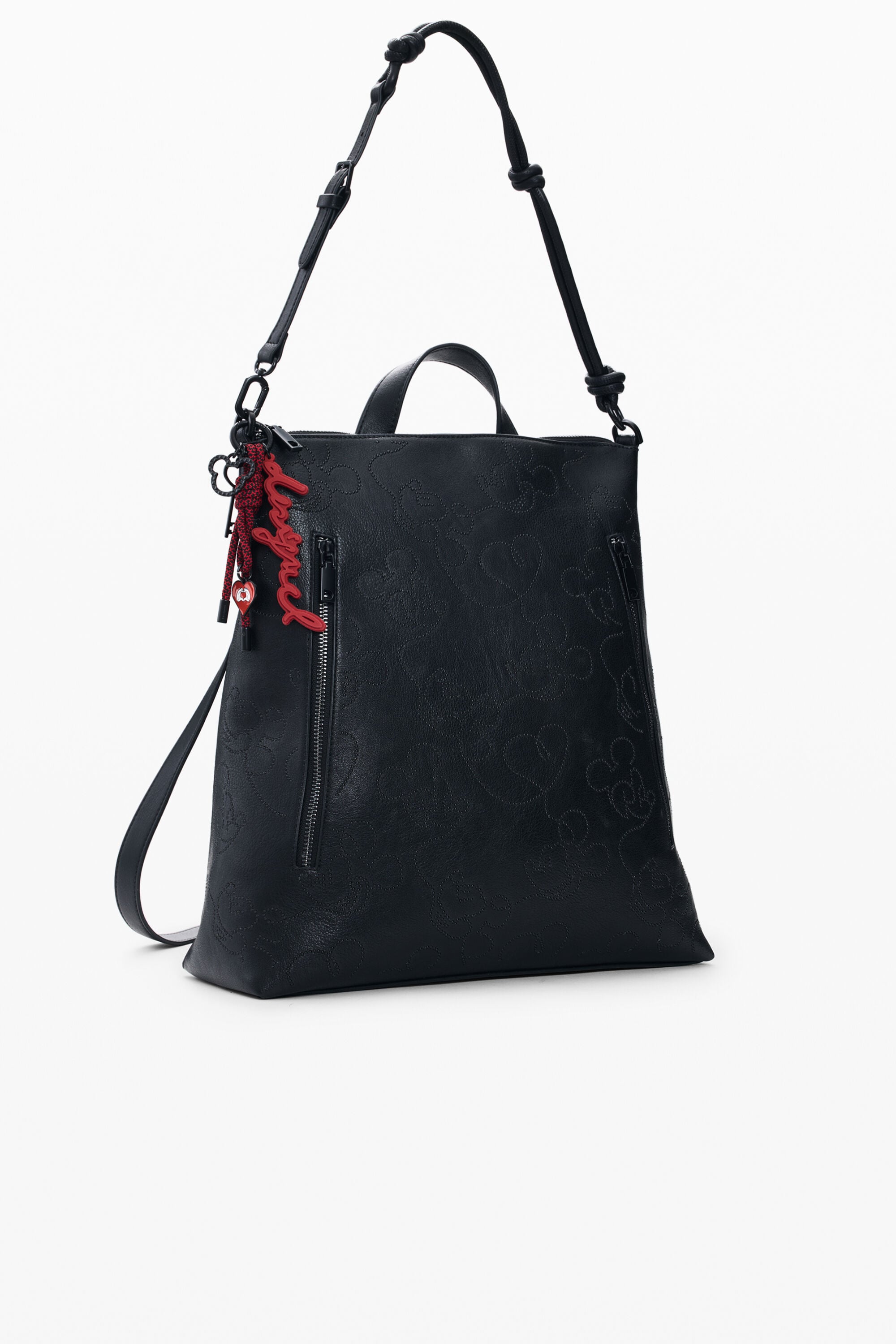 Medium backpack with Mickey Mouse™ appliqués black women's