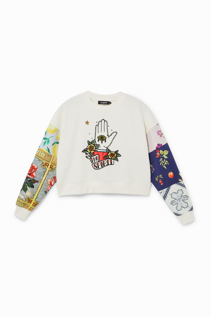 Cotton jumper patch sleeves | Desigual