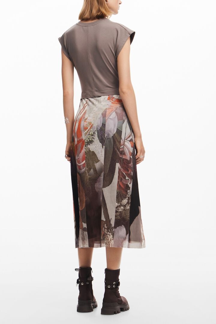 Vestido midi h&iacute;brido flores | Desigual