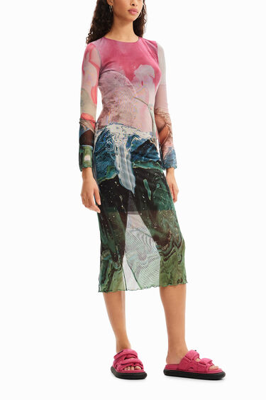 Vestit midi slim tul fantasia | Desigual