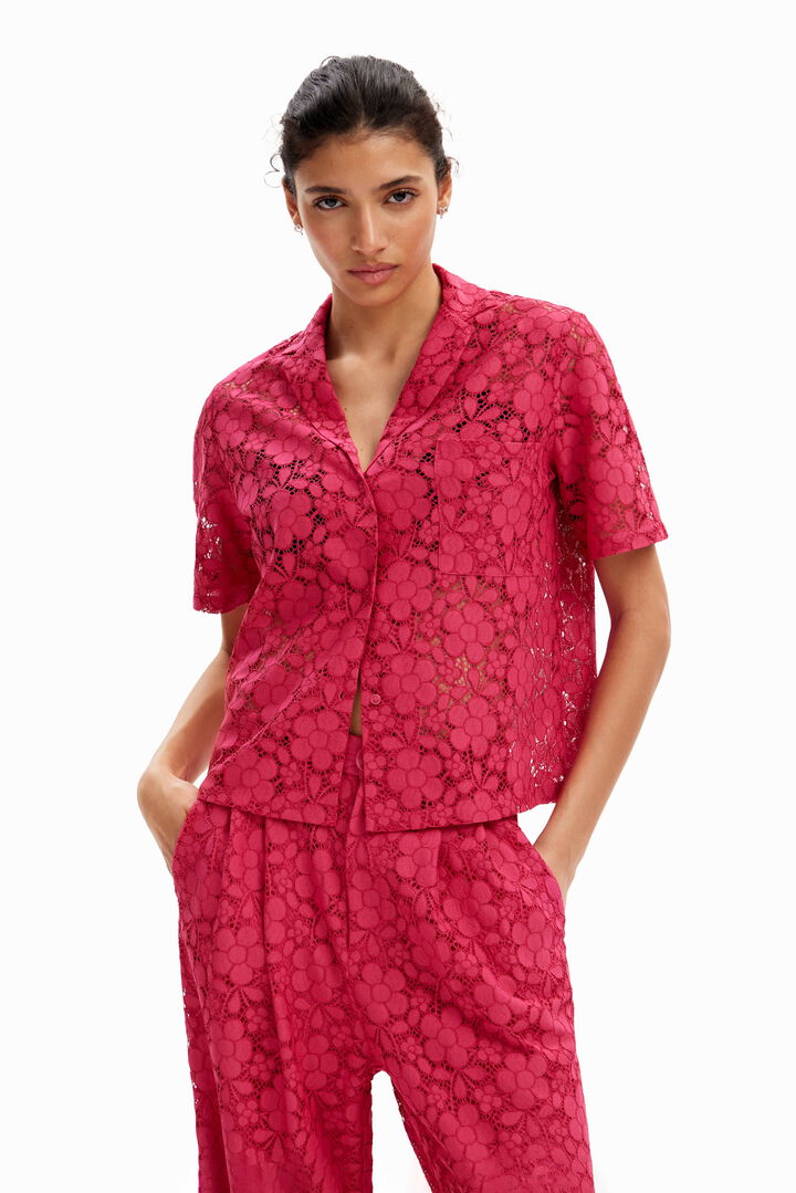 Camicia corta pizzo resort