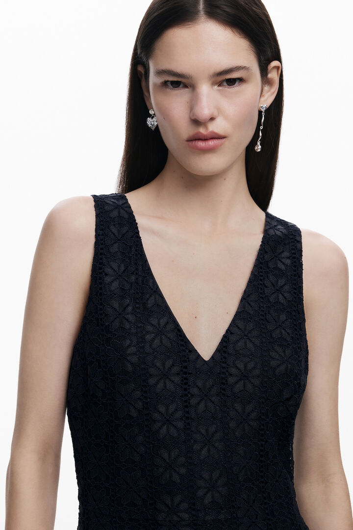 Sleeveless lace dress | Desigual