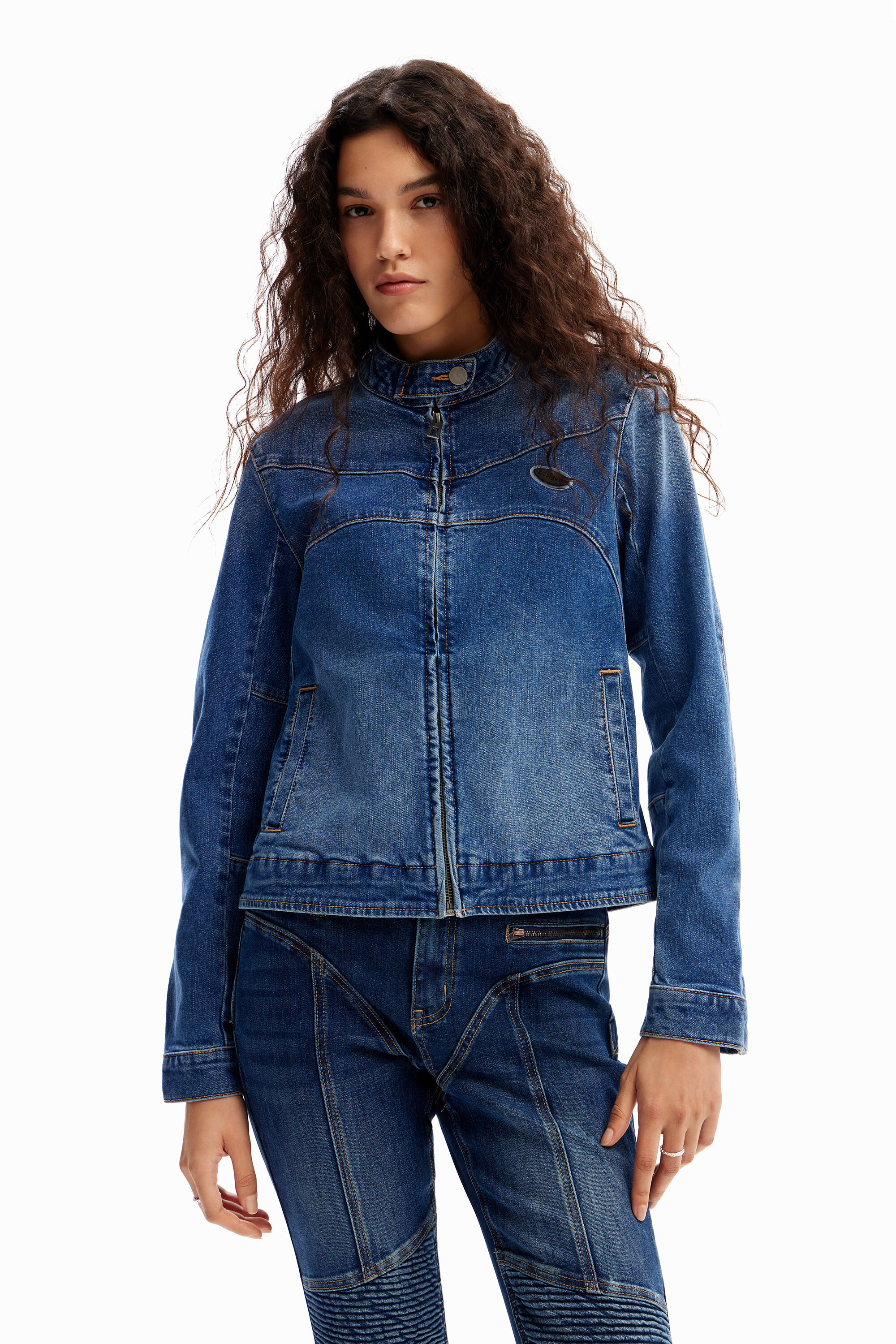 Denim biker jacket