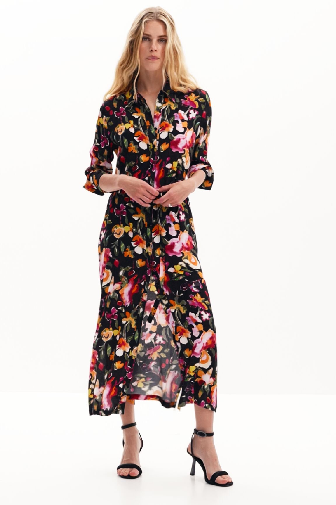 新品未使用Desigual 花柄 ロングワンピース 長袖 デシグアル Desigual M. Christian Lacroix 花柄 ロングシャツ