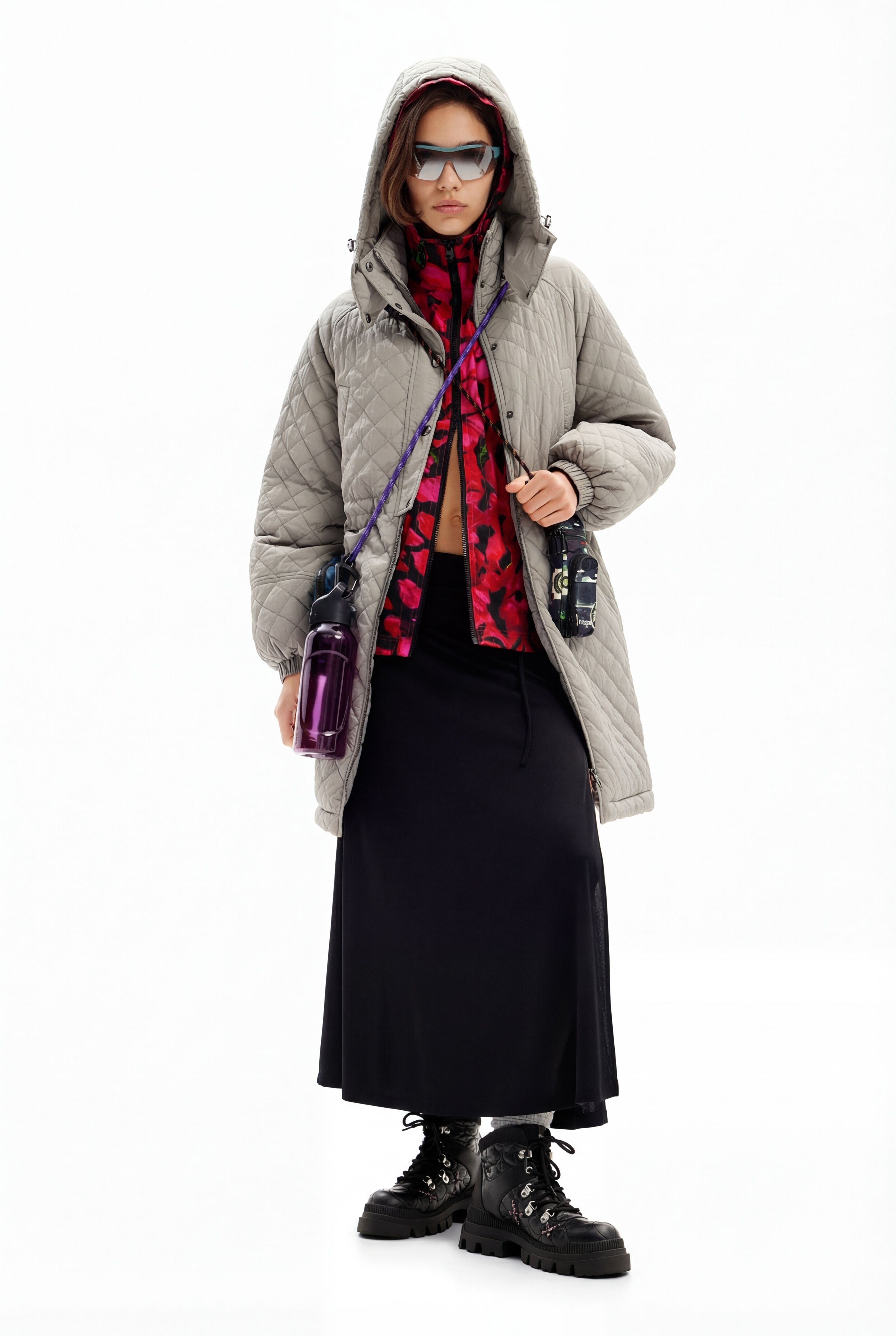 Desigual, Steppmantel Puffärmel, Damen, Polyamid, Schwarz, L