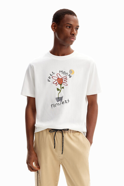 T-shirt met bloem en maan