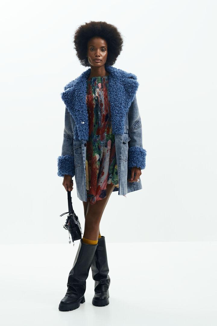Abrigo híbrido denim pelo | Desigual