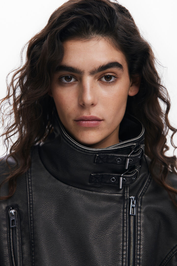 Oversized leather-effect biker jacket | Desigual