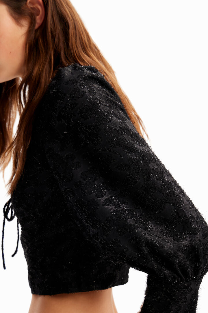 Short glossy corset blouse | Desigual
