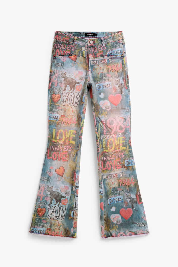 Printed Flare Jeans