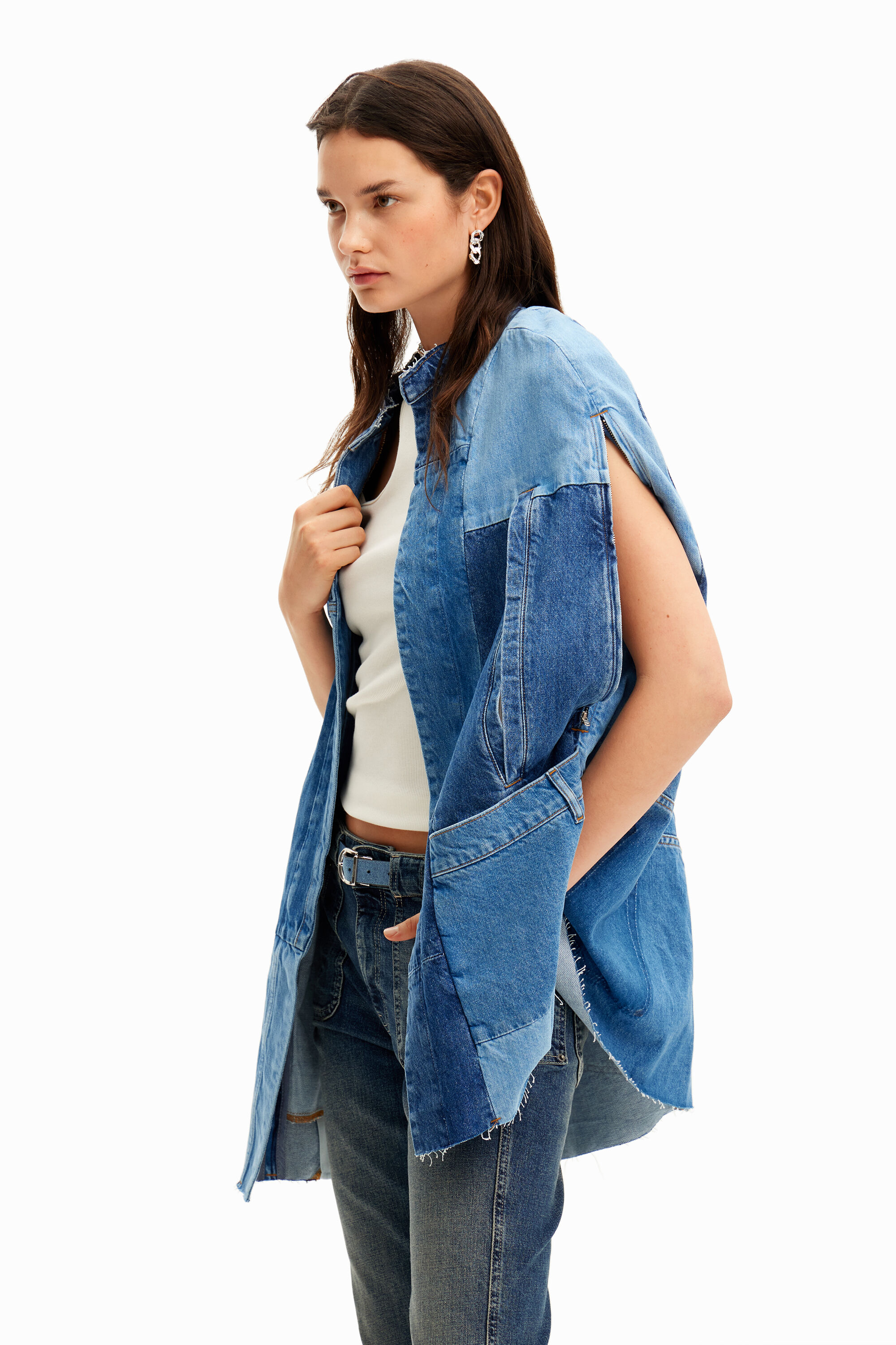 Jean poncho top jacket