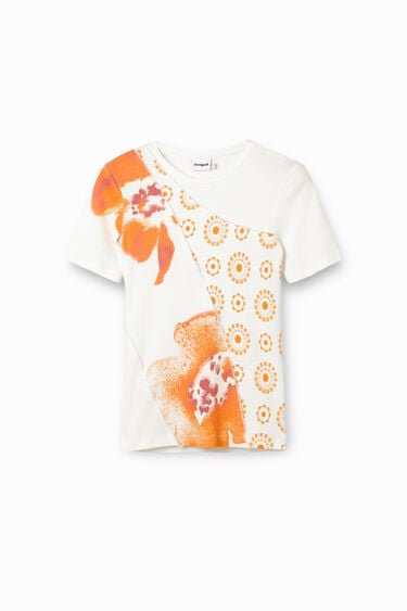 Koszulka z patchworkowym nadrukiem w kwiaty | Desigual