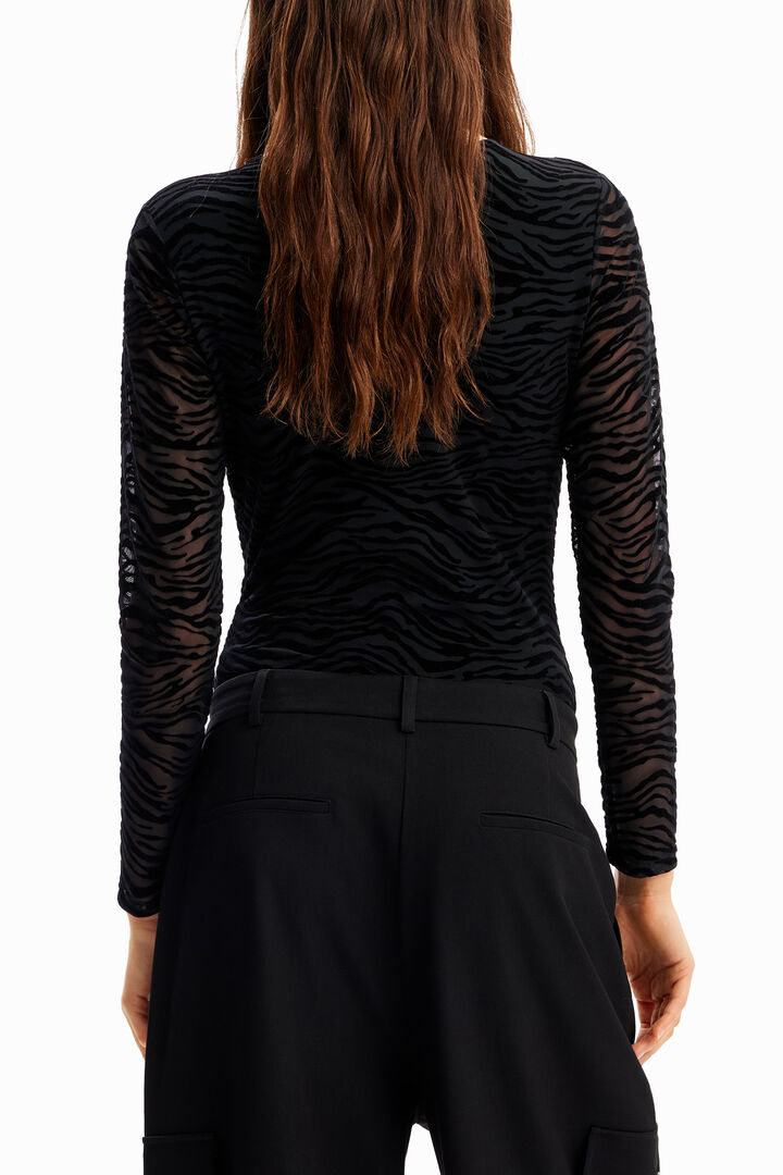 Velvet zebra bodysuit | Desigual