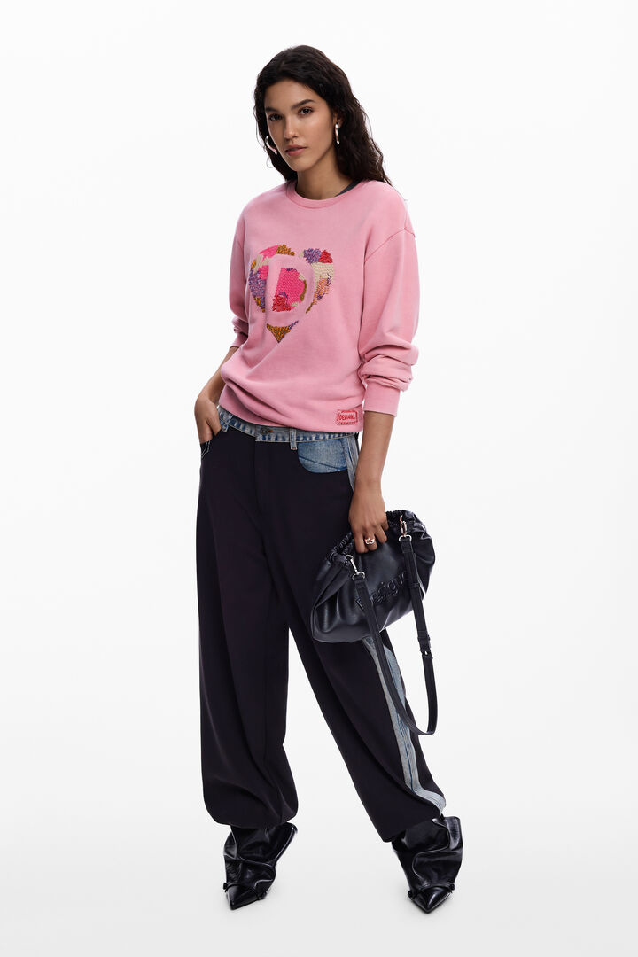 Sweatshirt with logo beads | Desigual