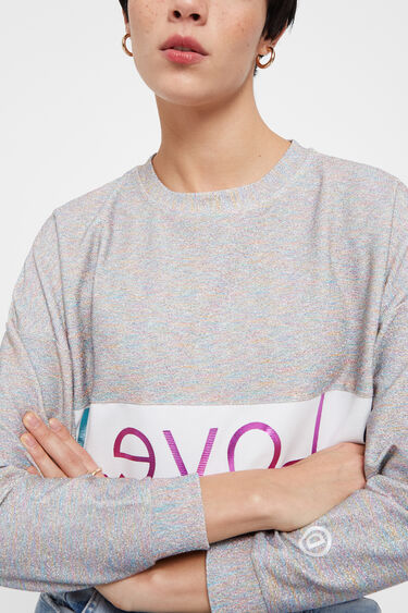 Lurex sweatshirt with LOVE band | Desigual