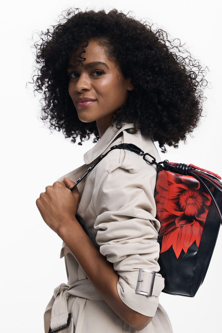 Bolso solapa flor brillante mediano | Desigual