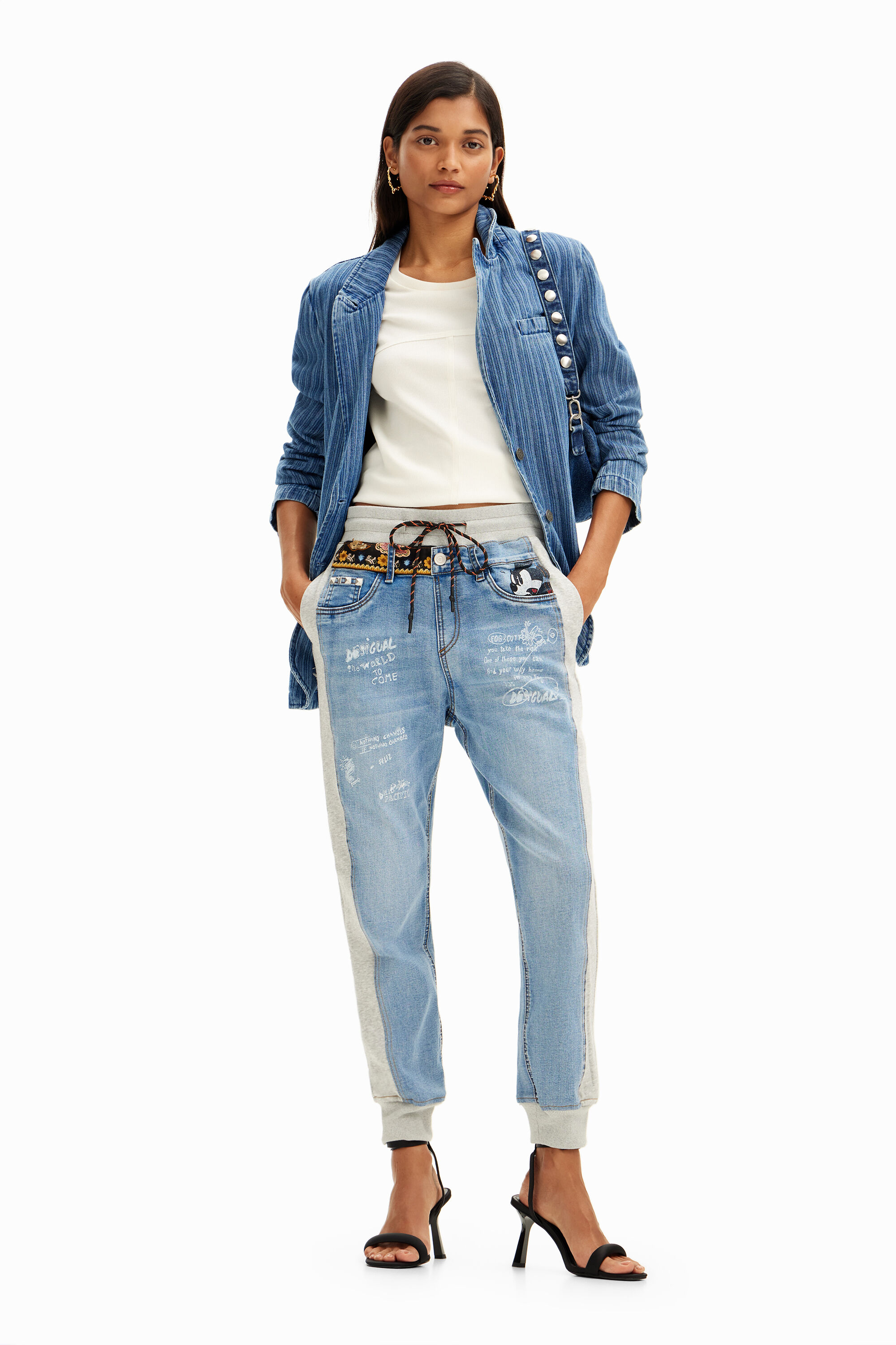 mickey denim joggers
