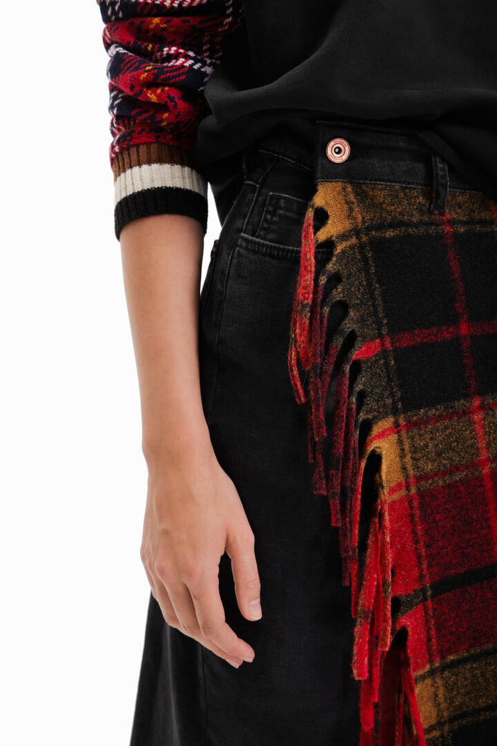 Falda midi denim tartán | Desigual