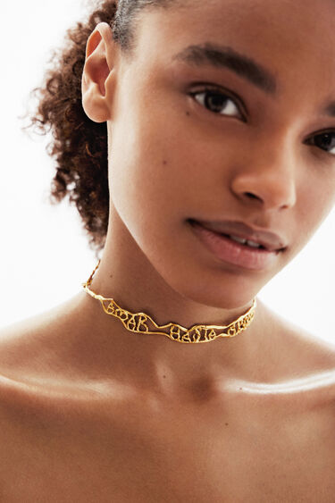 Zalio gold plated narrow message choker | Desigual