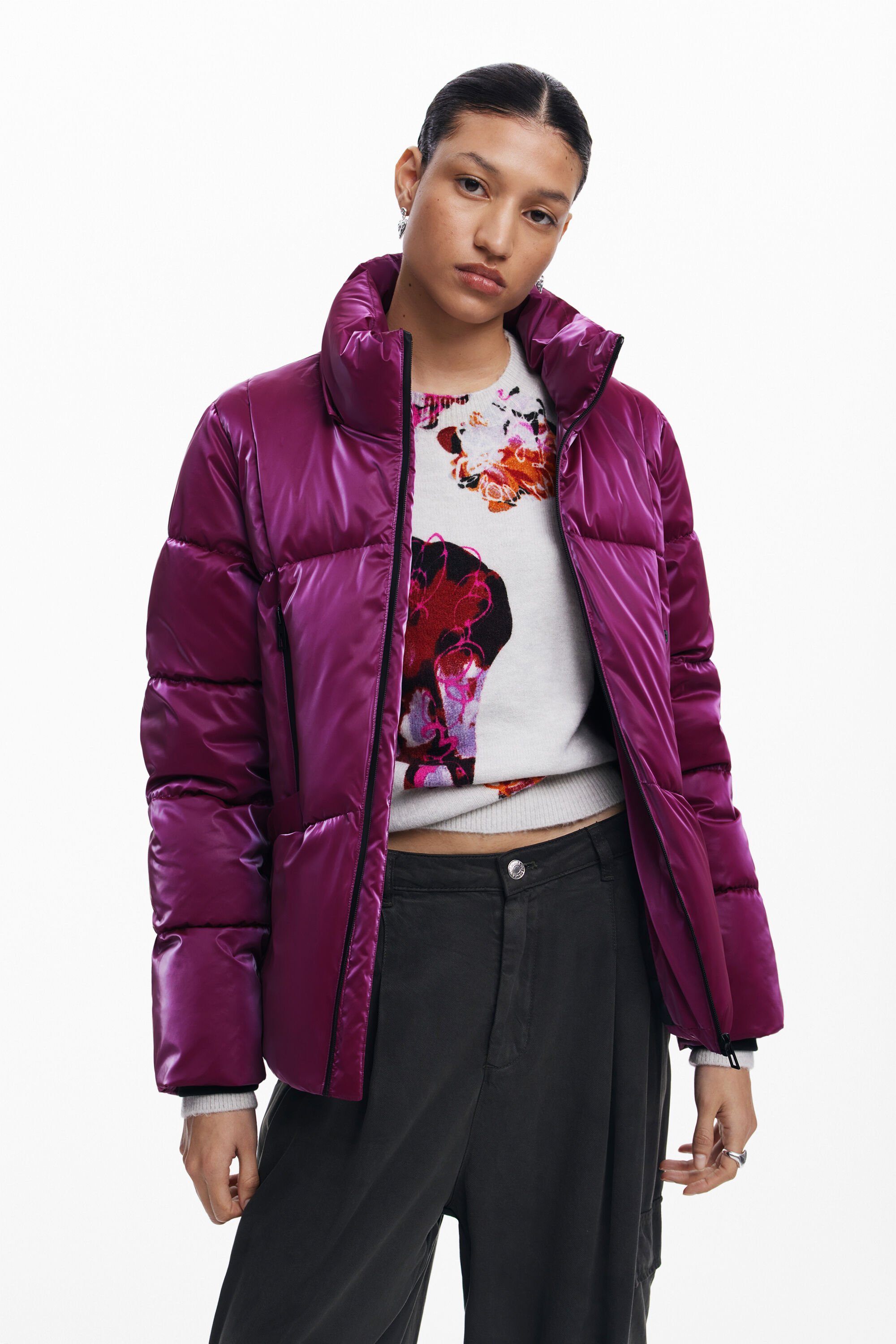 Desigual Padded Coat with Hood Women Red S