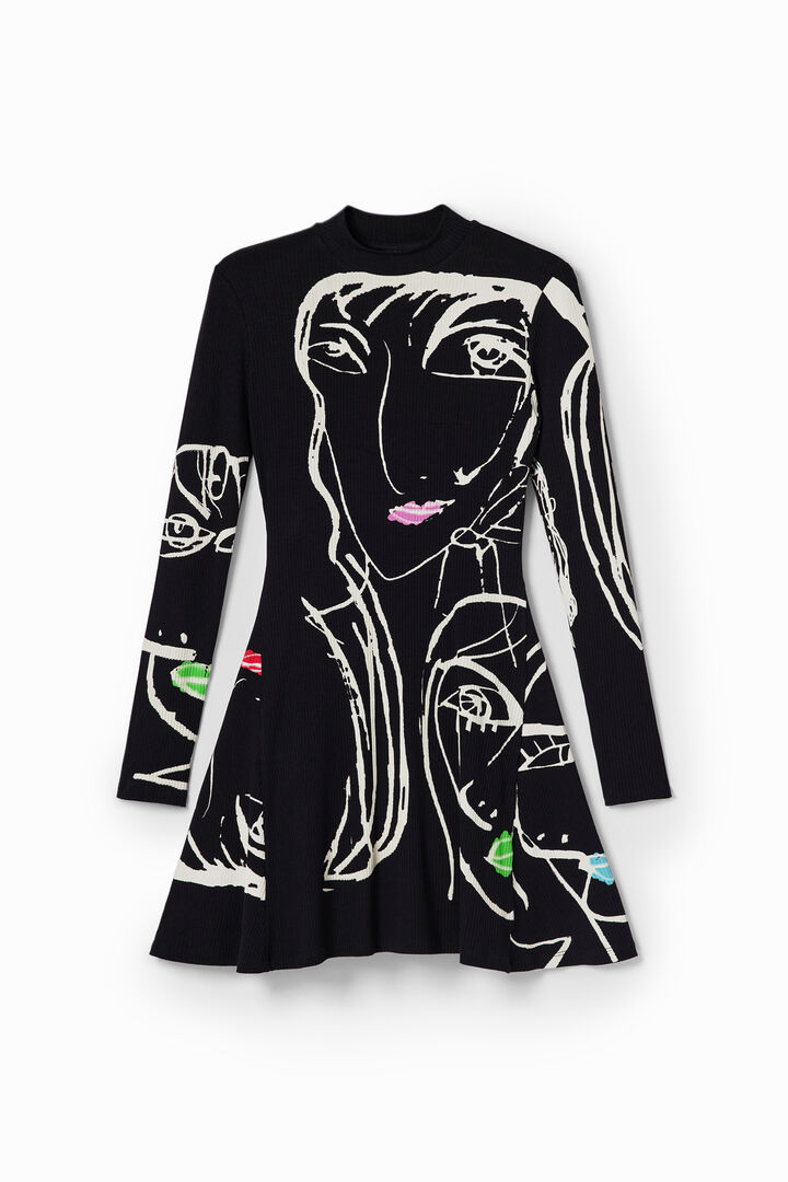 Robe courte patineuse visages | Desigual