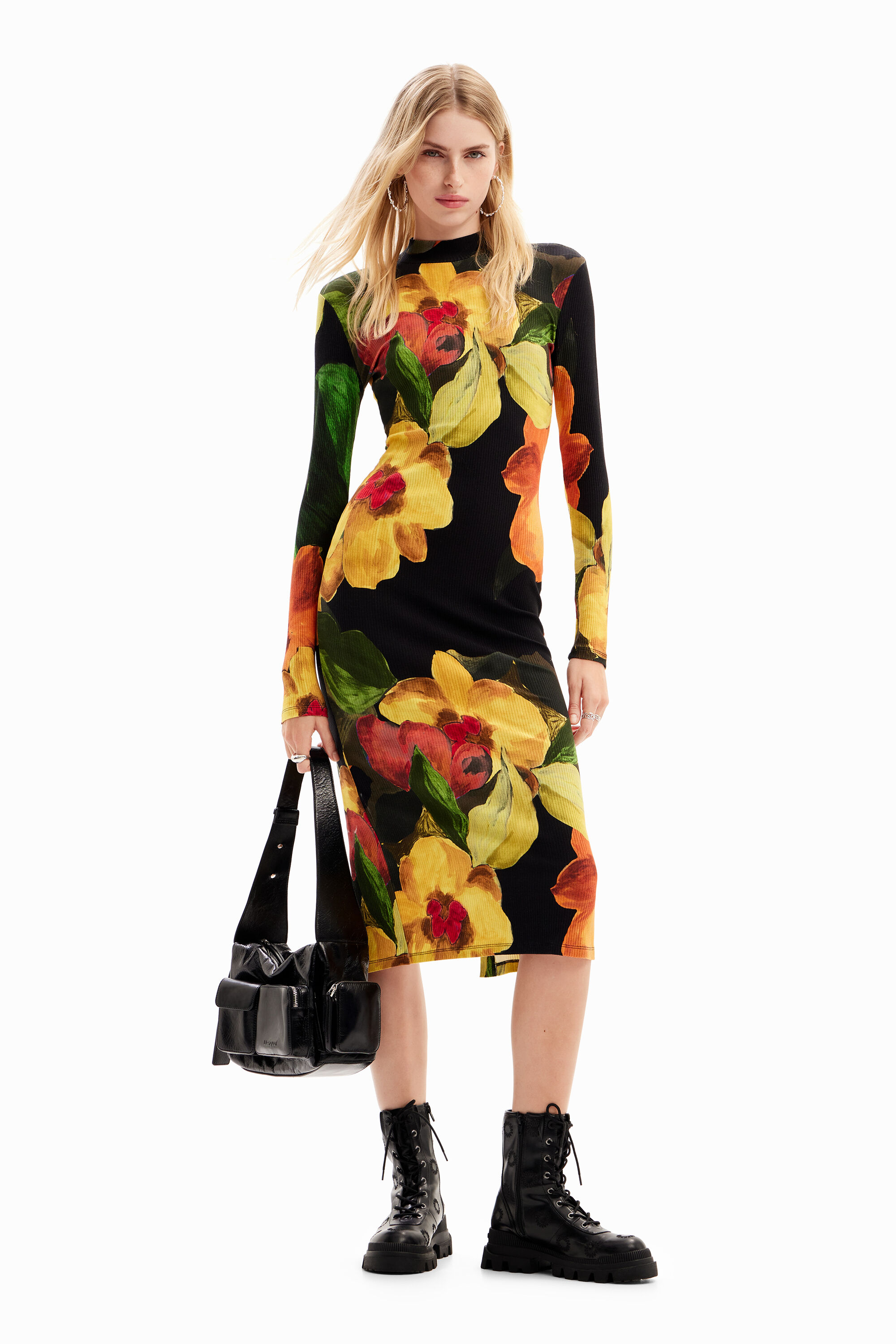 Desigual Slim floral midi dress