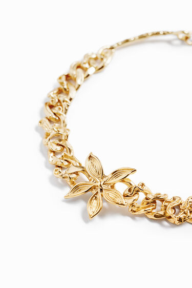 Zalio gold-plated chain and flower choker | Desigual
