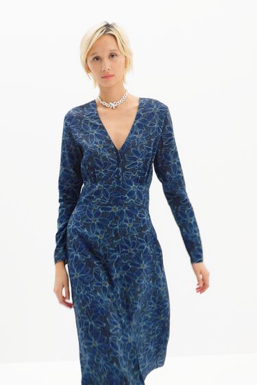 Vestit midi camiser flors | Desigual