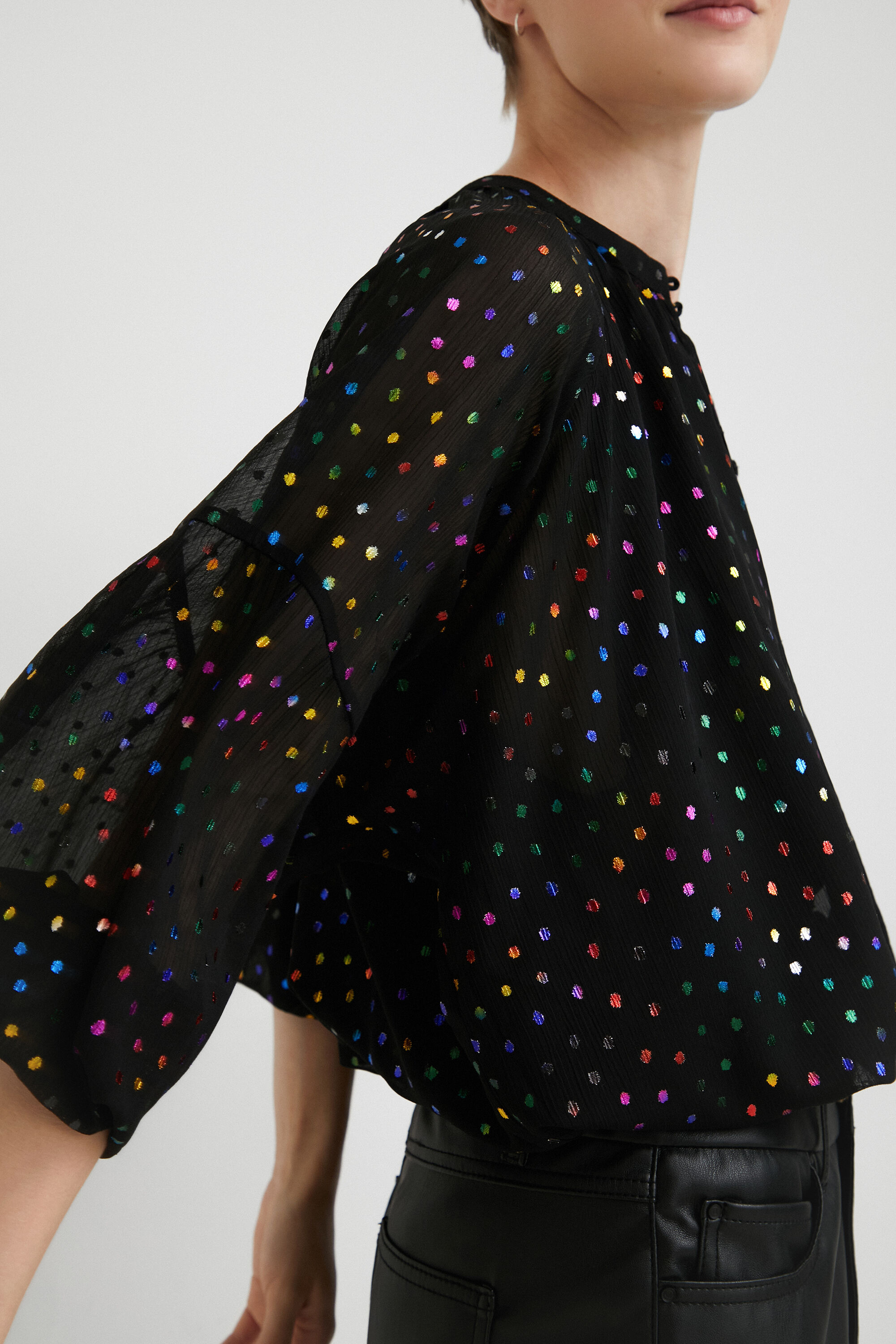 Metallic polka dot blouse | Desigual.com