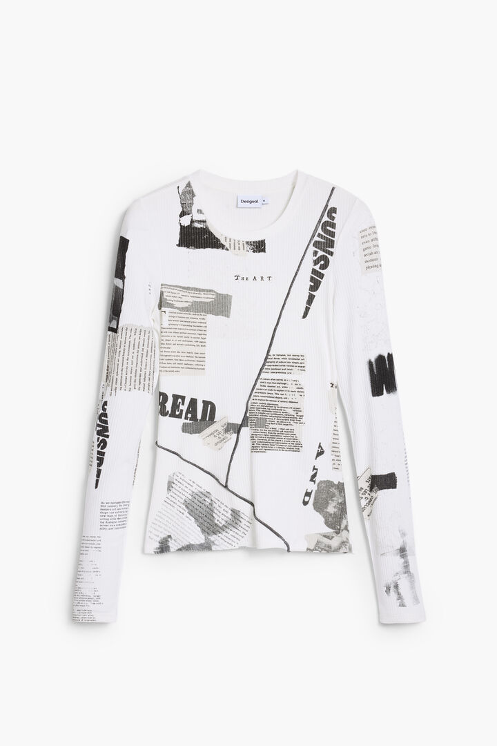 Ribbed newspaper T-shirt | Desigual