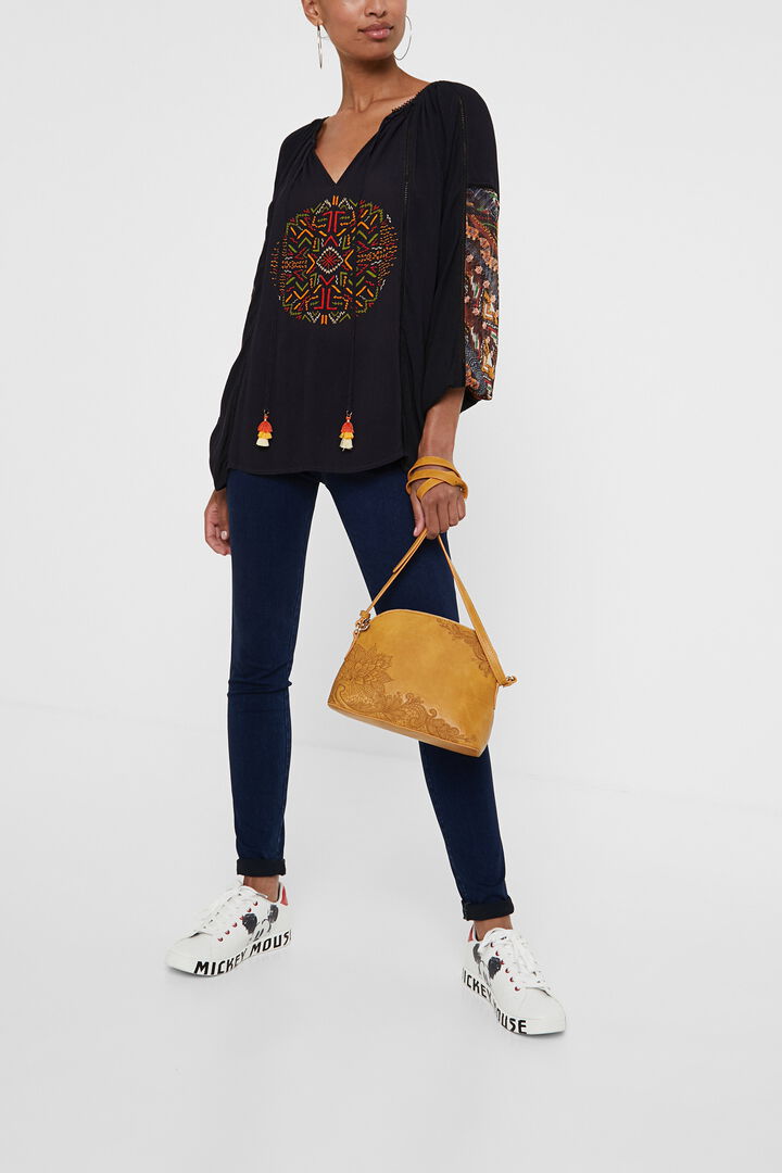 Etnická halenka s nabíranými rukávy | Desigual