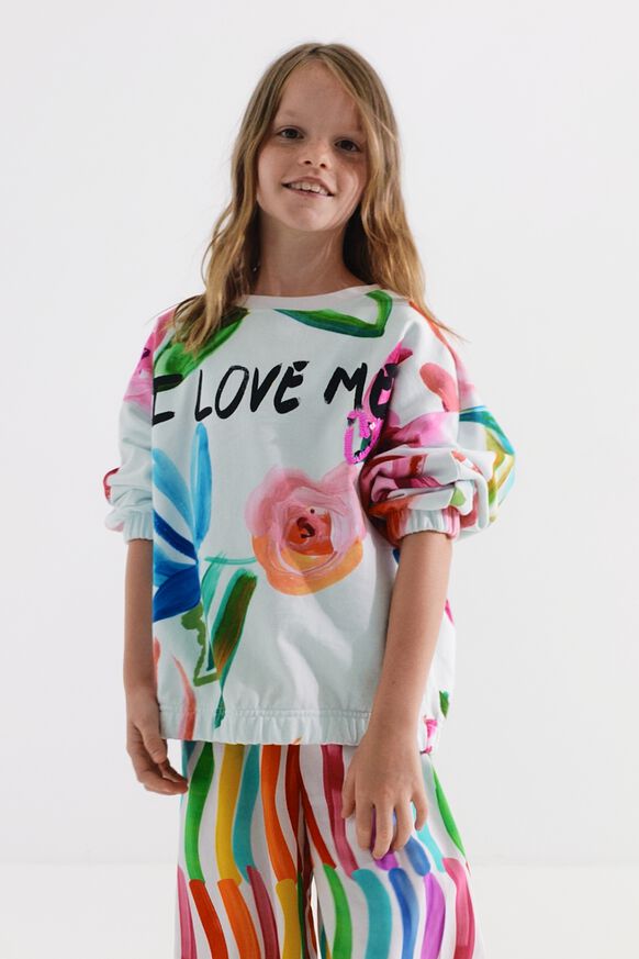 Bluza w motyw kwiatowy „I love me” | Desigual