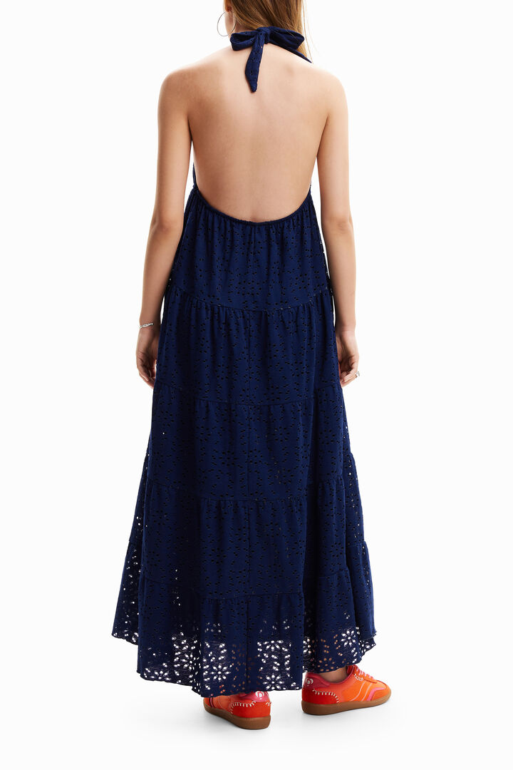 Long plunging halter dress | Desigual