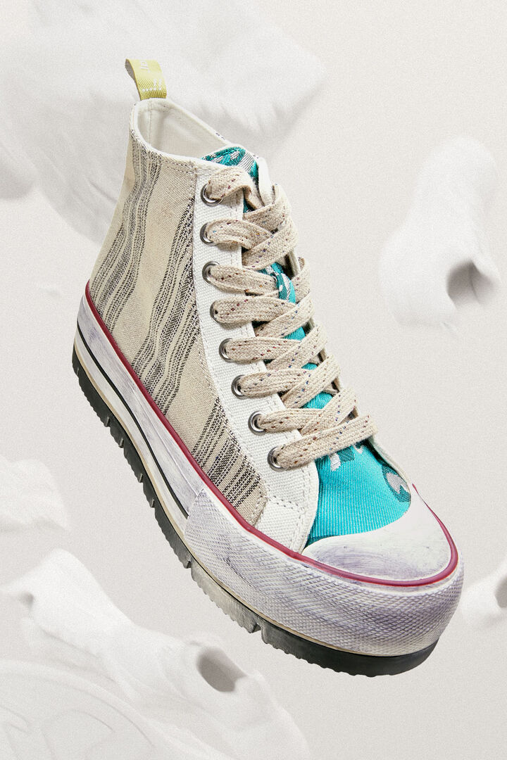 Sneakers altas plataforma rayas