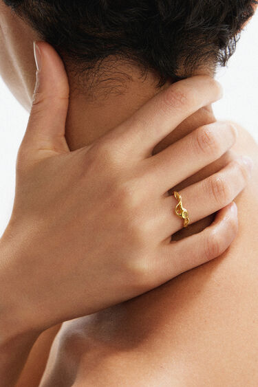 Anillo circonita baño oro Zalio | Desigual