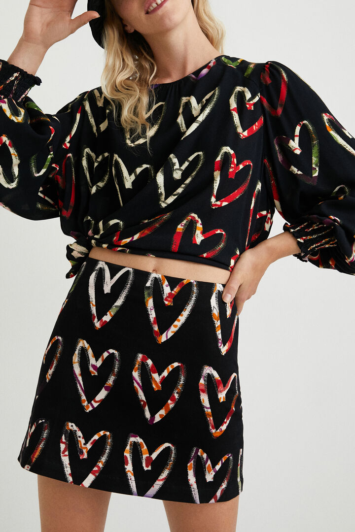 Minijupe coton imprimé coeurs | Desigual