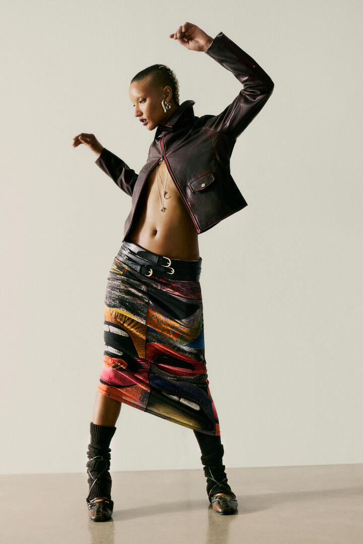 Burgundy faux leather jacket