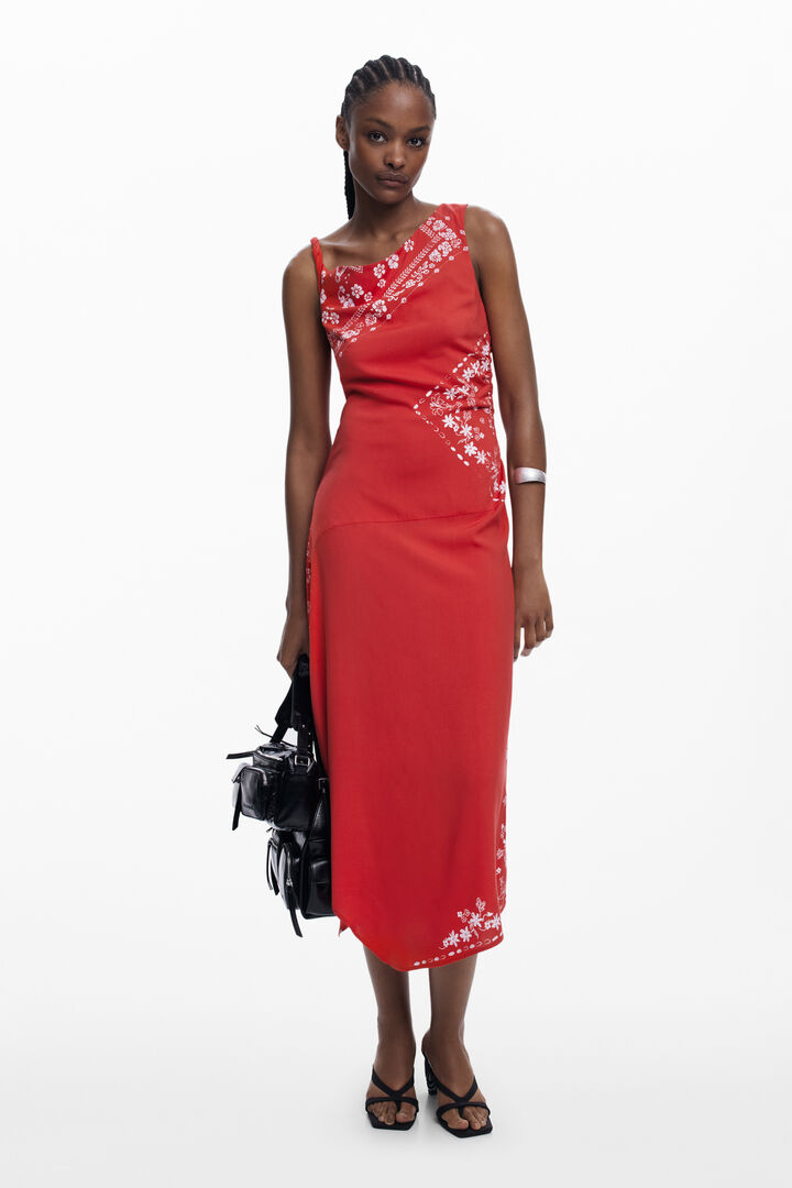 Vestido asimétrico flores bandana | Desigual