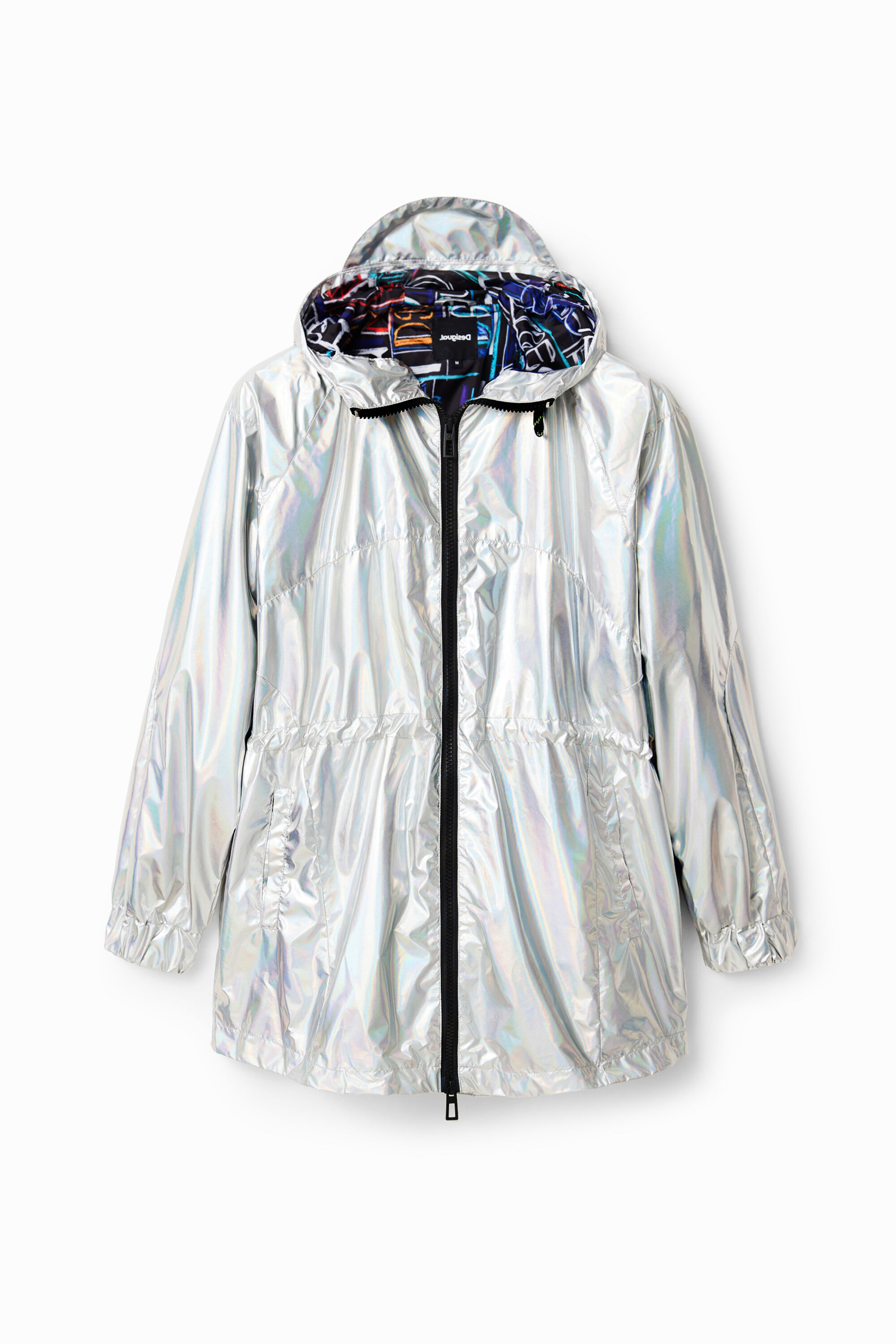 Metallic parka met capuchon