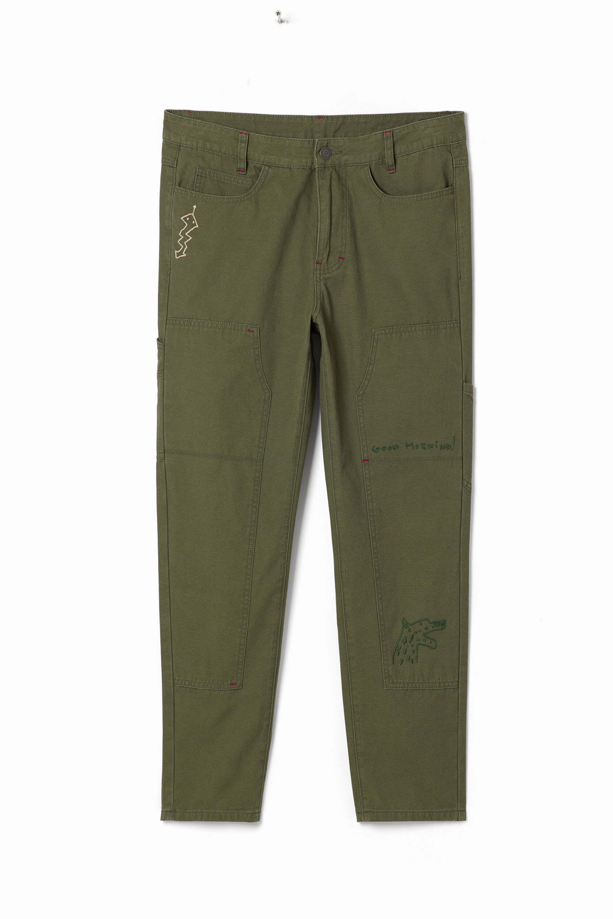 Pantalón largo recto con bordados