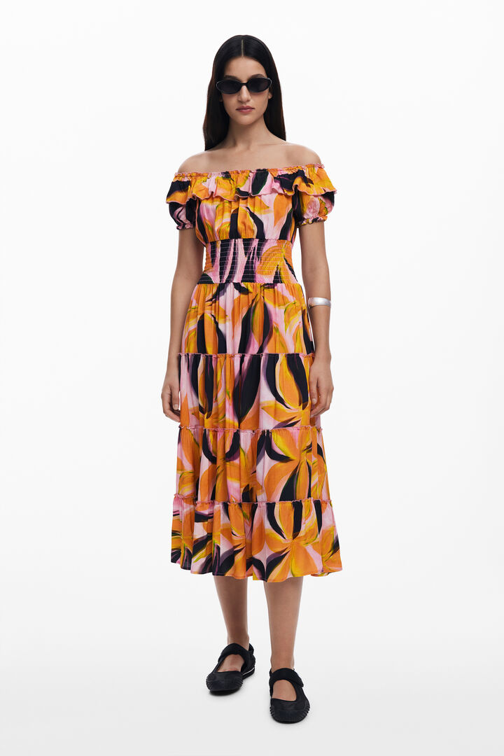 Bardot dress with ruffles